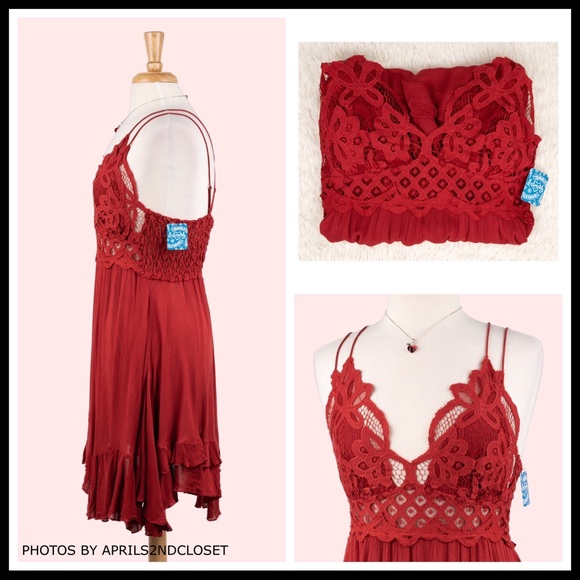 FREE PEOPLE BOHO SLIP CROCHET LACE SUN DRESS A3C - Picture 5 of 16